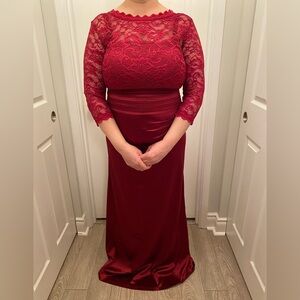 Elegant Red Lace Evening Gown
